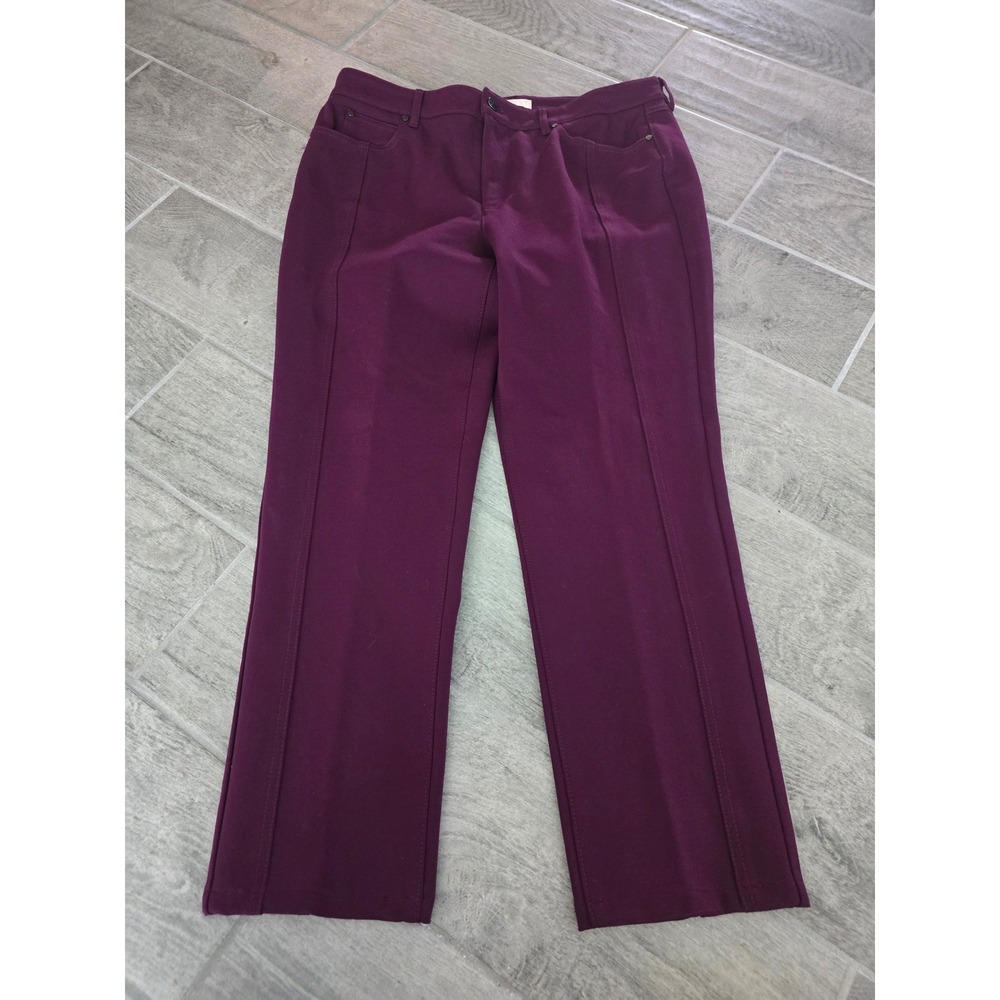 Etcetera Size 14 Burgundy Plum Dress Pants Career Stretch Straight‎ Leg Trousers